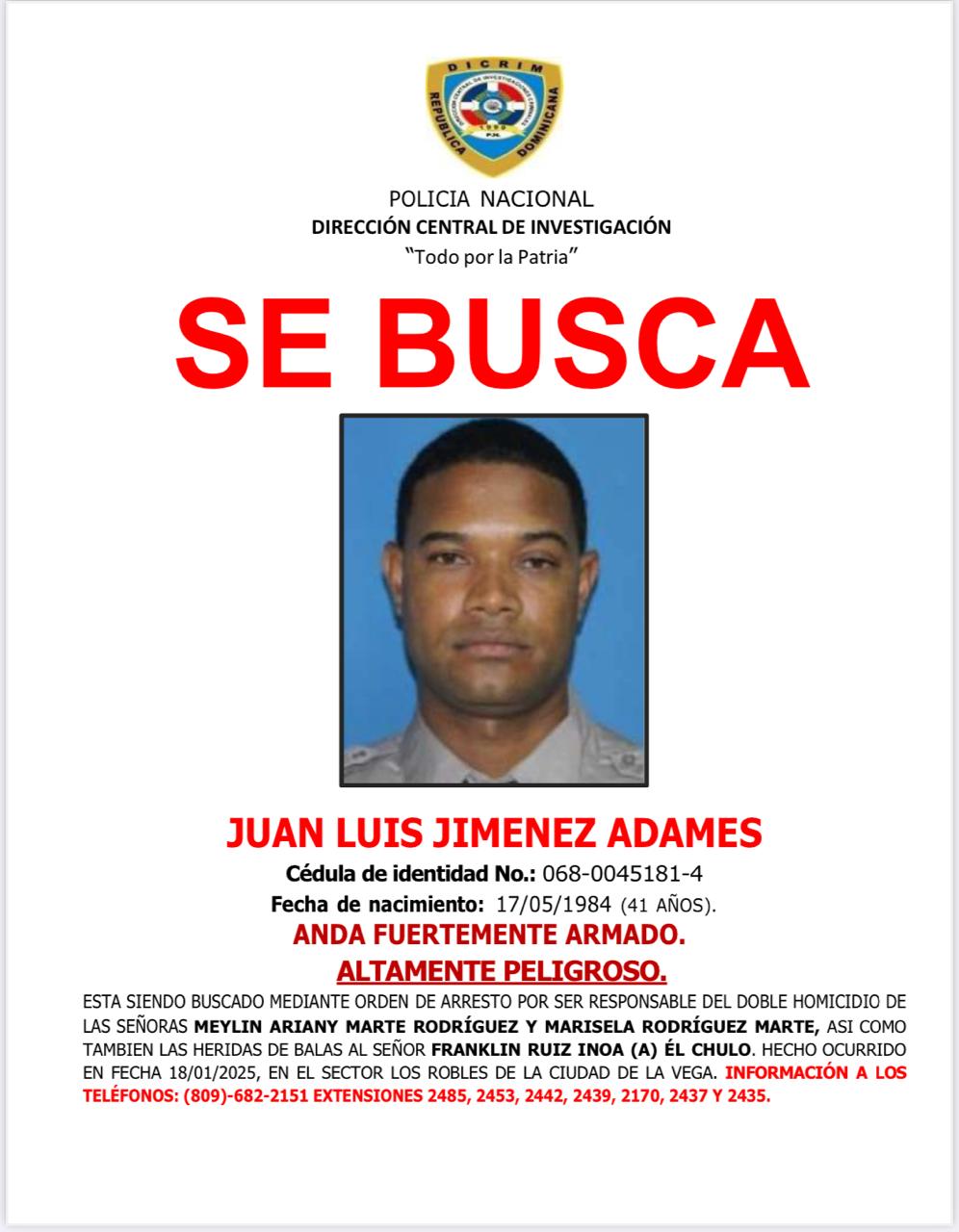 Segundo teniente mata a su pareja y a su suegra en La Vega