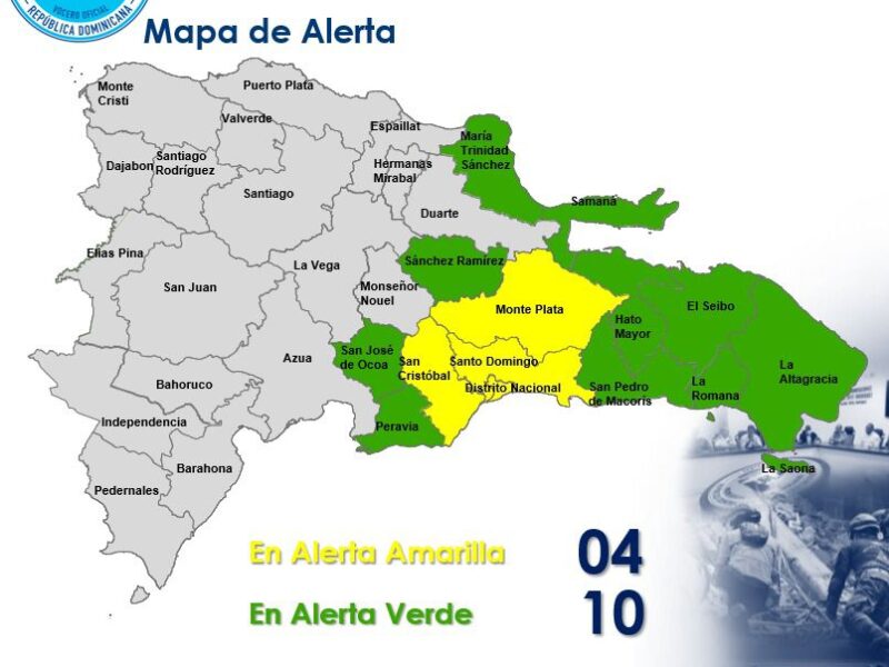 COE eleva a 14 las provincias en alerta por lluvias asociadas a Dolly